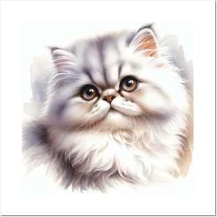 Persian Cat Watercolor Kitten - Cute Kitties Posters and Art